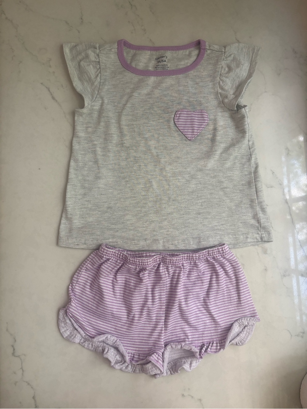 Carter's Lilac & White Stripe Heart Pajama Set